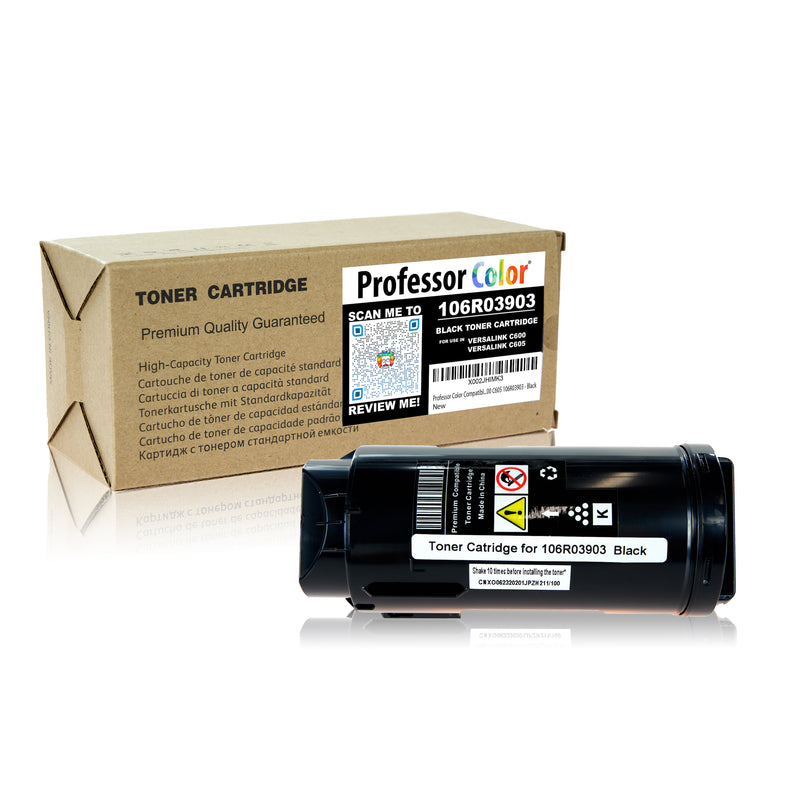 Professor Color Compatible Toner Cartridge Replacement for Xerox VersaLink C600 C605 106R03903 - Black - Professor Color