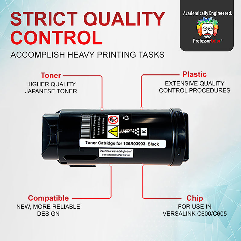 Professor Color Compatible Toner Cartridge Replacement for Xerox VersaLink C600 C605 106R03902 - Yellow - Professor Color