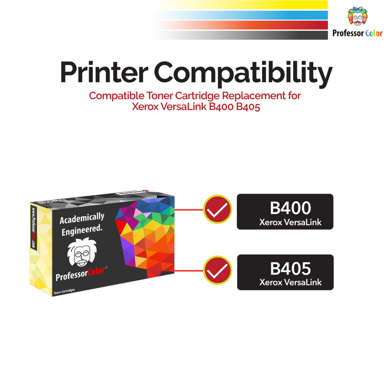 Professor Color Compatible Toner Cartridge Replacement for Xerox VersaLink B400 B405 106R03584 - Black - Professor Color
