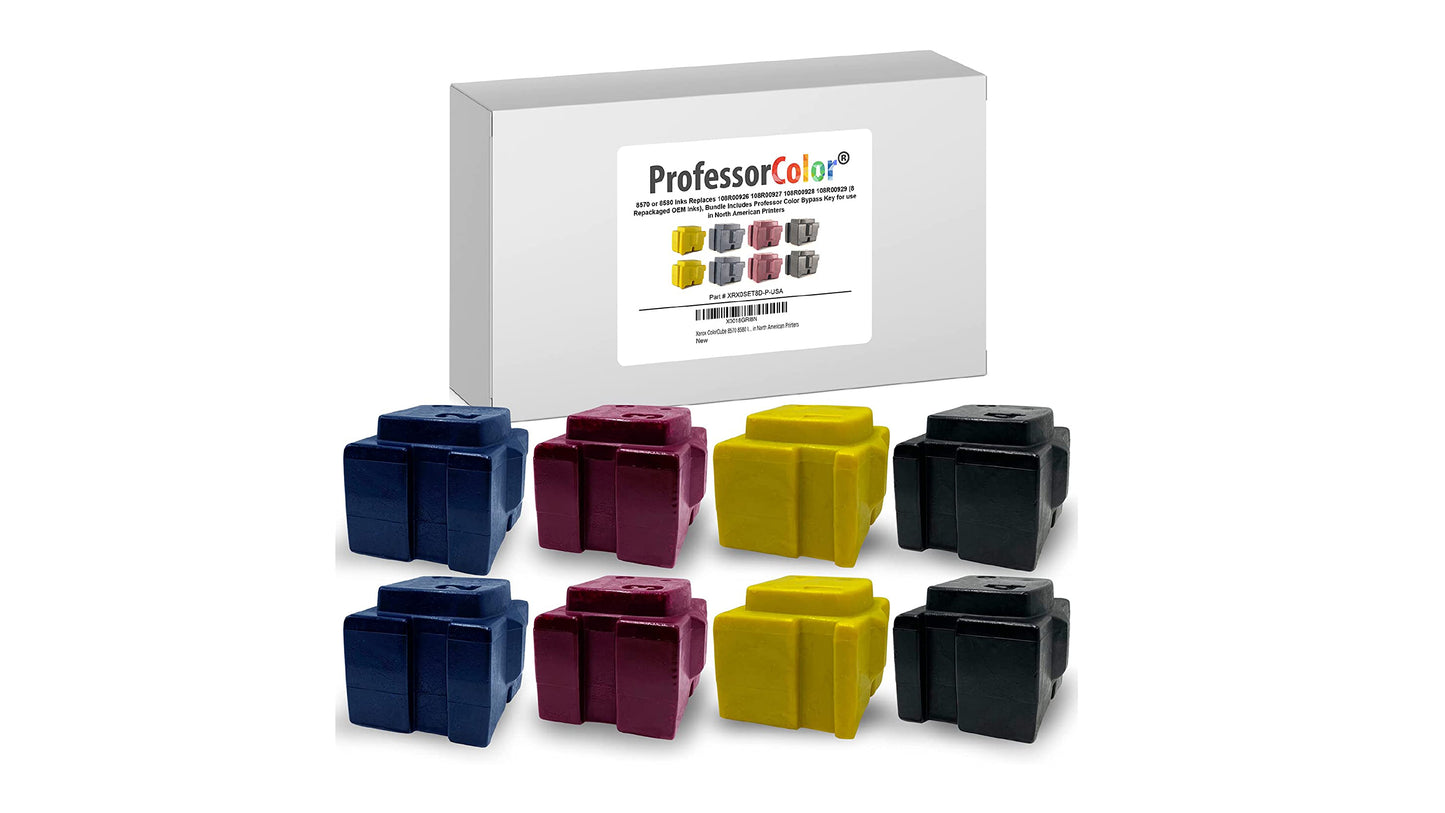 Professor Color Bypass Key Bundle Includes 8570 or 8580 Inks Replacing 108R00926 108R00927 108R00928 108R00929 (8 Repacked Inks) - Professor Color