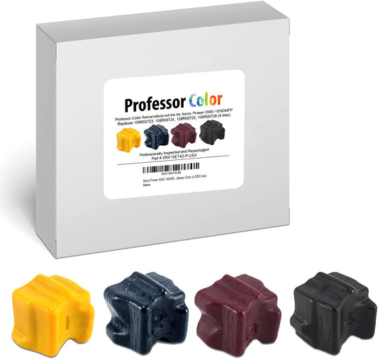 Professor Color Remanufactured Ink for Phaser 8560 / 8560MFP Replaces 108R00723, 108R00724, 108R00725, 108R00726 (4 Inks) - Professor Color